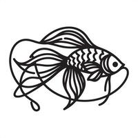 a single outline black fish sillhouette vector