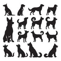 black dog silhouette set with white background vector