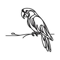 a black silhouette single line macaw with white background image vector