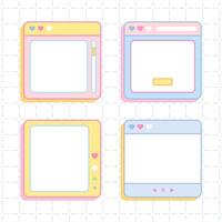 retro computer window stick notes frame collection vector