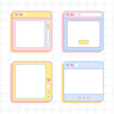 retro computer window stick notes frame collection