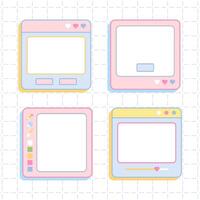 cute pastel program window stick notes frame collection vector