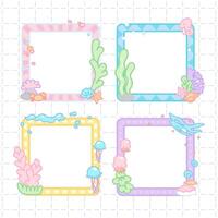 under water theme stick notes frame collection vector