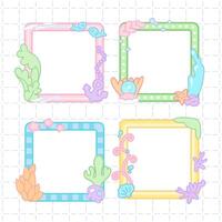 adorable ocean stick notes frame collection vector