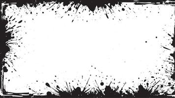 monochrome BLACK grunge and gritty frame overlay on white background, illustration for background, texture and overlay vector