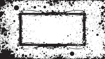monochrome BLACK grunge and gritty frame overlay on white background, illustration for background, texture and overlay vector