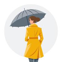Woman under umbrella. Autumn or spring season. Flat style illustration vector