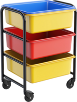 a three - tier plastic storage cart with wheels png