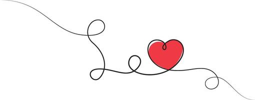 One continuous drawing of heart and color shape love sign. Thin flourish and romantic symbols in simple linear style. vector