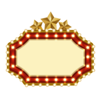 Retro frame with light bulbs and stars png