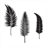 Black silhouette set of hand drawn tree branches with leaves botanical flowers floral hand drawn scandinavian style art silhouette on a white background vector