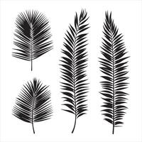 Black silhouette set of hand drawn tree branches with leaves botanical flowers floral hand drawn scandinavian style art silhouette on a white background vector
