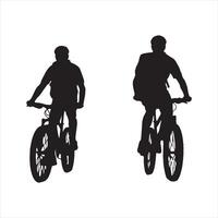 Cyclists silhouette isolated on white background vector
