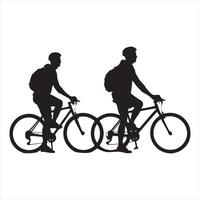 Cyclists silhouette isolated on white background vector