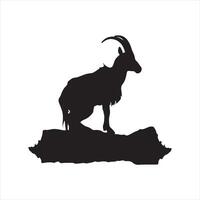 Goat silhouette white background. vector