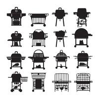 Set of grill icons. BBQ with lattice silhouette white background vector
