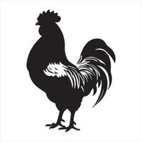 Rooster and chicken silhouette white background vector