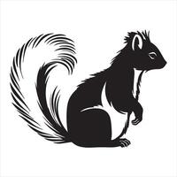 skunk line art silhouette on a white background vector