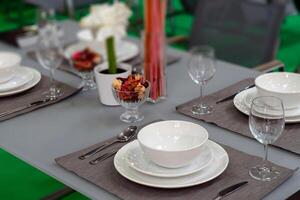 Table setting in a restaurant. photo