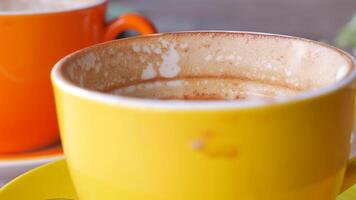 top view of empty coffee cup on table , video