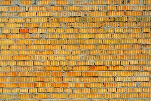 Yellow brick building wall. Interior of a modern loft. Background for design and interview recording. photo