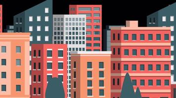 City Buildings View Parallax On Alpha Channel 2D animation video