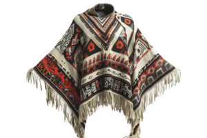 Traditional Andean Poncho with Geometric Patterns png