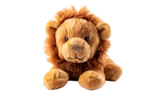 Cute Brown Plush Lion Toy Isolated on Black Background png
