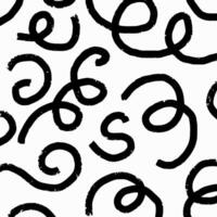 Square hand drawn pattern, pencil playful short black lines on white background. Textured curved stripes, grunge effect, doodle abstract spirals and organic shapes. vector