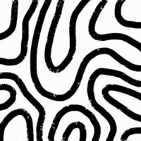Square hand drawn pattern, pencil playful curved black lines on white background. Textured stripes, grunge effect, doodle abstract organic shapes. vector