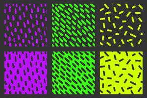 A set of colorful hand-drawn patterns with different pencil textures. scribbles, stripes, organic shapes, acid neon colors. vector