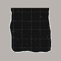Black torn sheet of checkered paper with jagged edges. Black dotted textured background, noisy gritty dot effect. Banner template, empty space for text, ripped grunge element. vector
