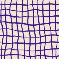 Hand drawn pencil checkered pattern, beige and blue. scribbles, stripes, crosshatch in bright retro colors. Doodle square shapes, textured lines. vector