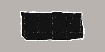 Black thin torn sheet of checkered paper with uneven edges. Black dotted textured background, noisy gritty dot effect. Banner template, empty space for text, grunge frame. vector