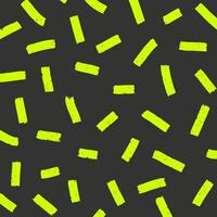 Square hand drawn pattern, inky yellow hatching. Chaotic textured strokes and dots, rain, sketch, neon acid colors. vector