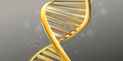 Close-up of golden double helix structure of DNA. vector