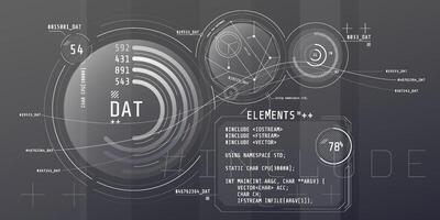 Composition of computer HUD interface with Coding. vector