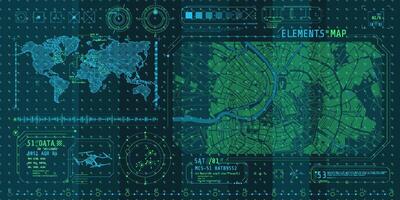 A set of thin elements on the topic of Map Search. vector