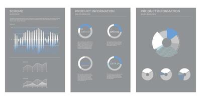 Coverage audience data charts in color. elements charts. vector