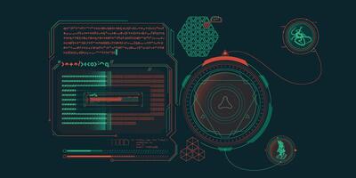 Sci-fi HUD interface for data research. vector