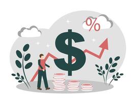 Successful business. Increase in profits. Making money vector