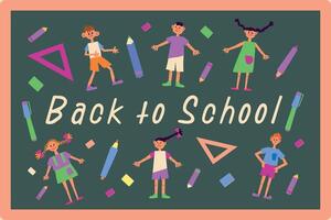 An illustration with school blackboard scribble children on a background. vector