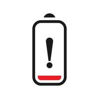 Low battery level icon, charging symbol technology. vector