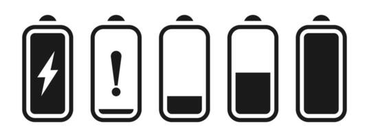 Set of phone battery indicator, power level concept. vector