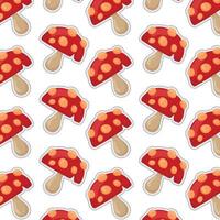 Mushroom sticker icon Pattern background vector