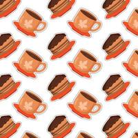 Chocolate cake and cup Pattern background vector