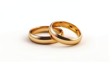 two wedding rings on a white background photo