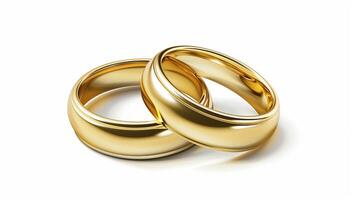two wedding rings on a white background photo