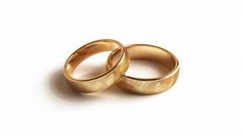 two wedding rings on a white background photo