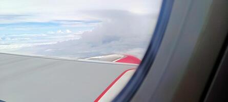 The view outside the plane from the window photo